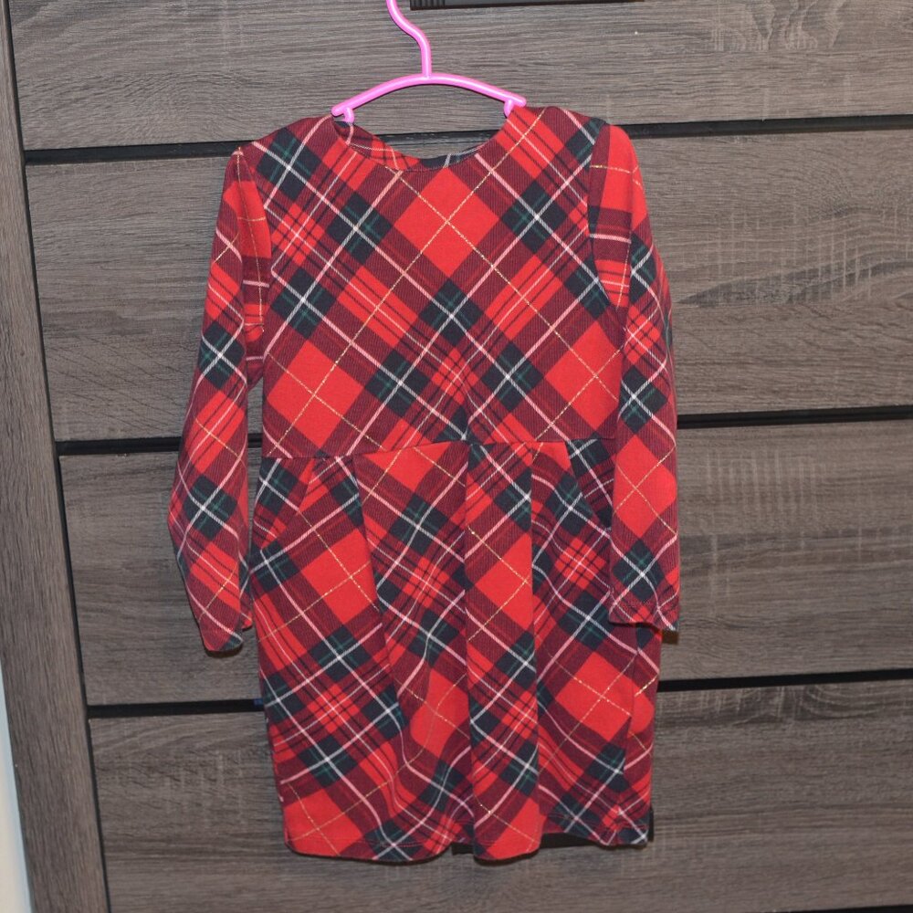 H&M Red Plaid Dress w pockets NWOT Size 3T